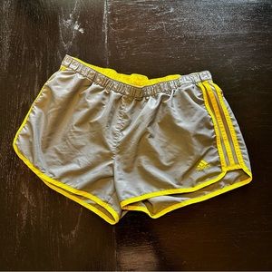 Adidas Gray and Yellow Large Short Shorts Athletic Workout